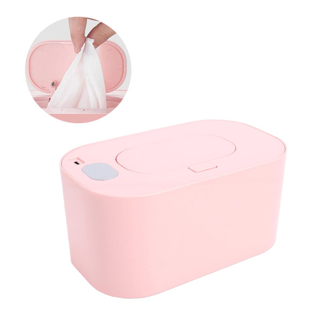 USB Wipe Warmer Top Heating Large Capacity Holds 80 Wipes Baby Wet Wipes Warmer Dispenser Pink
