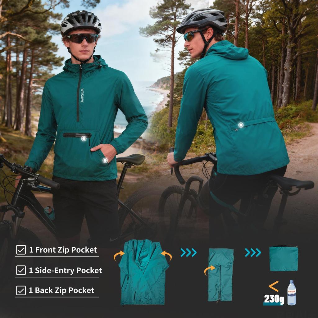 Wosawe Men Cycling Windbreaker Windproof Breathable Bike Jacket Outdoor Sports Wear