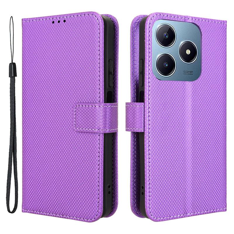 For Realme Note 60x 4G/C63 4G/C61 4G/Narzo N63 4G Case Leather Phone Cover Diamond Texture