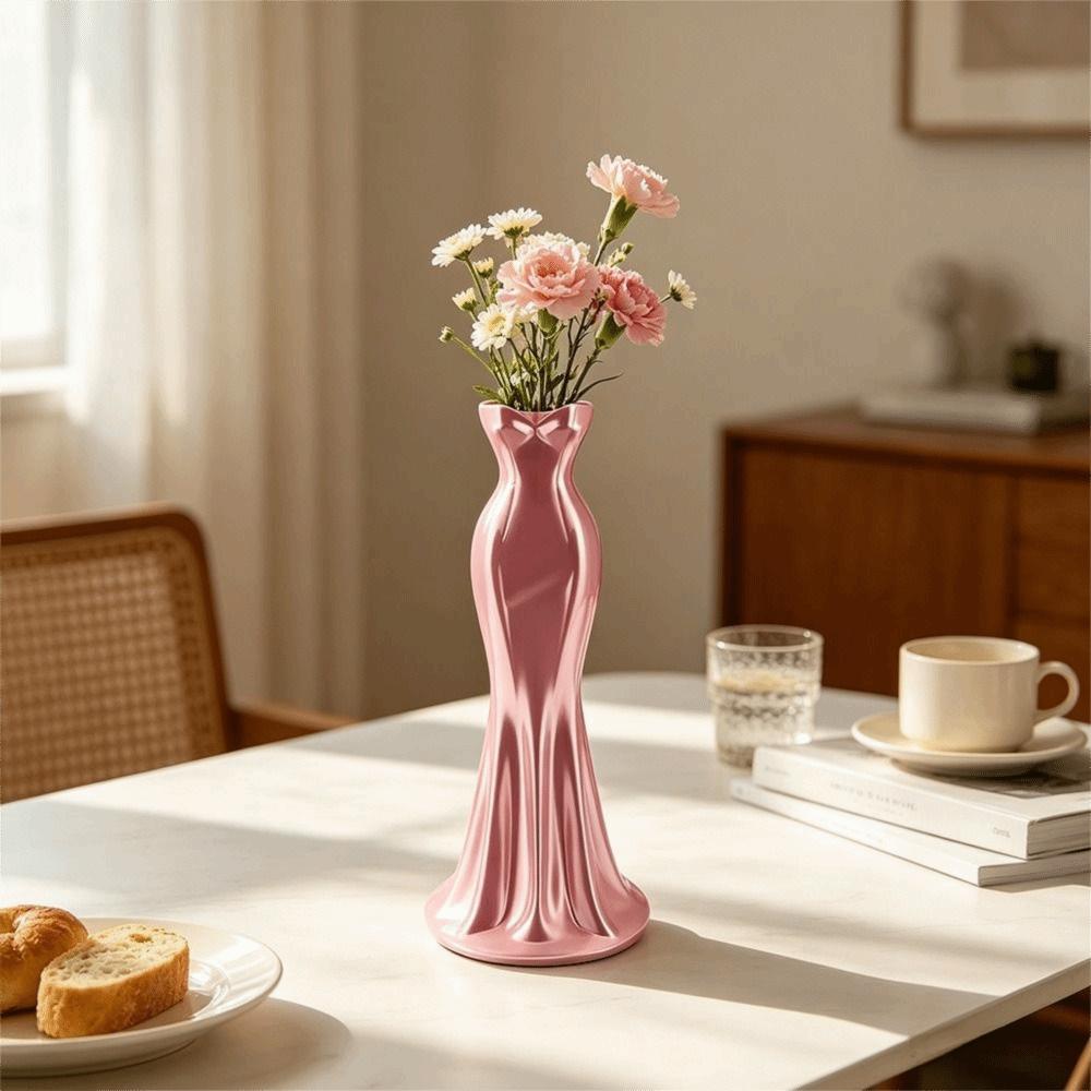 Gown-Shaped Elegant Dress Vase Twisted Design Decorative Vase  Home Desktop Decorations