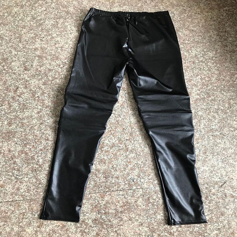 Classical Fit Slim Sexy Three Zipper Bright Leather Stretchy Leggings Pants