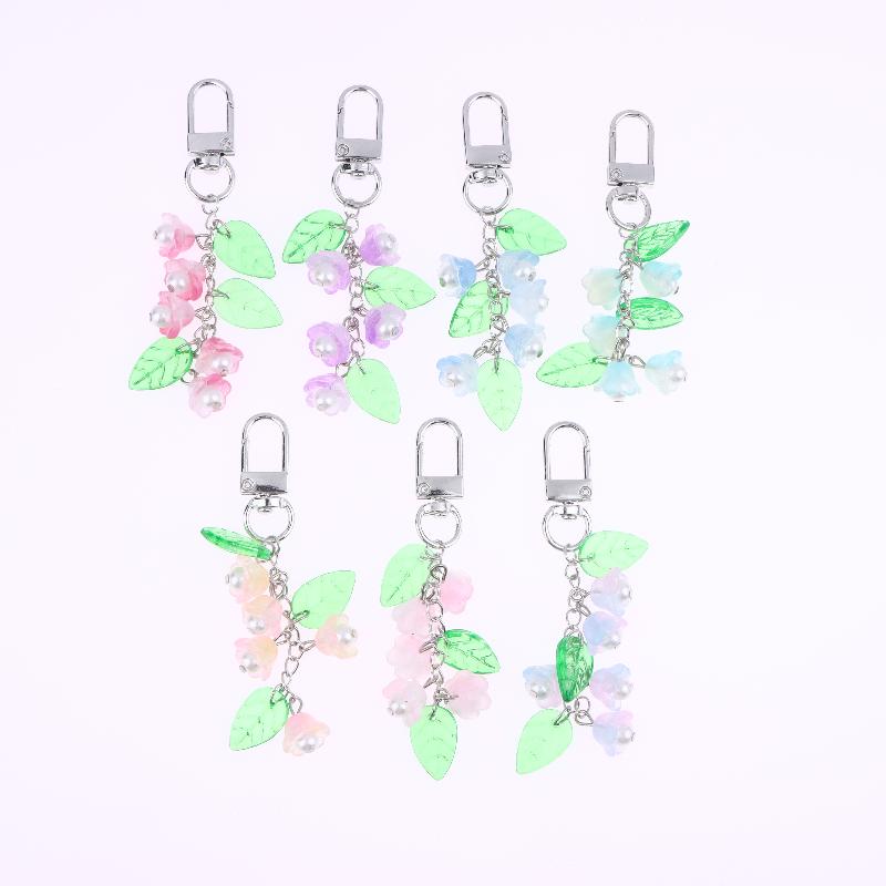 Y2K Aesthetics Lily Of The Valley Keychain Exquisite Flower Keyring Bag Pendant Sweet Girly Phone Lanyard Holiday Gifts