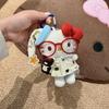 Hello Kitty Plush Keychain With Glasses For Gift And Bag Decoration