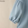 ZANZEA Women Casual Round Neck 3/4 Sleeve Loose Blouse