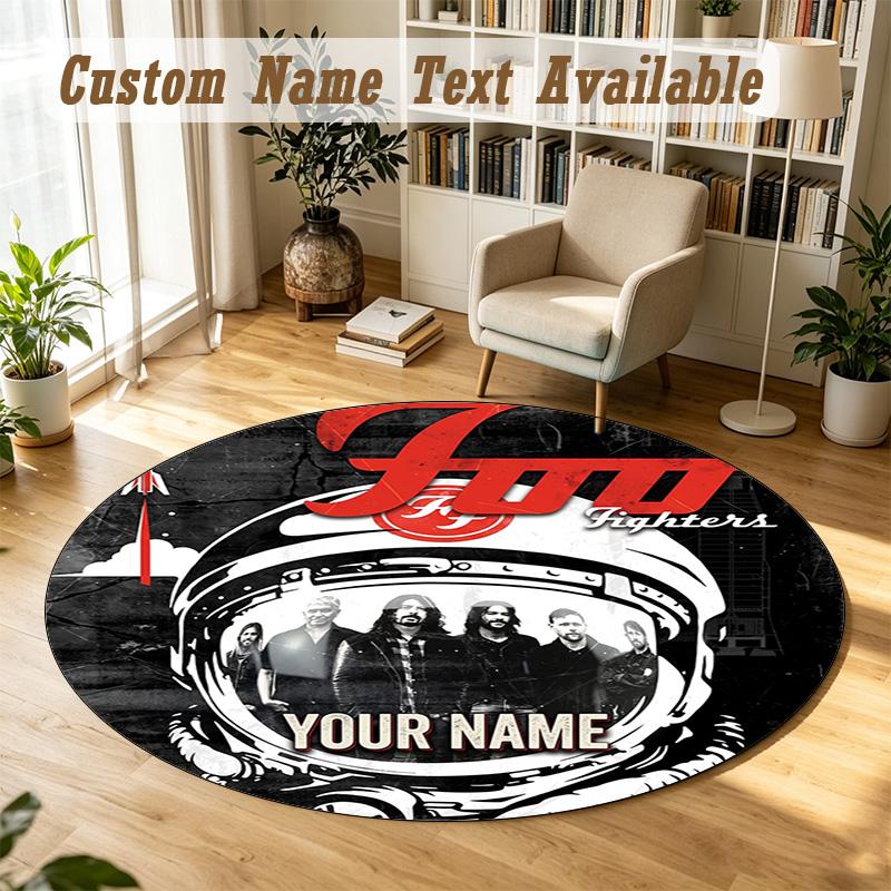Foo Fighters Personalized Round Rug Support Custom Name, Soft Home Decor Mat