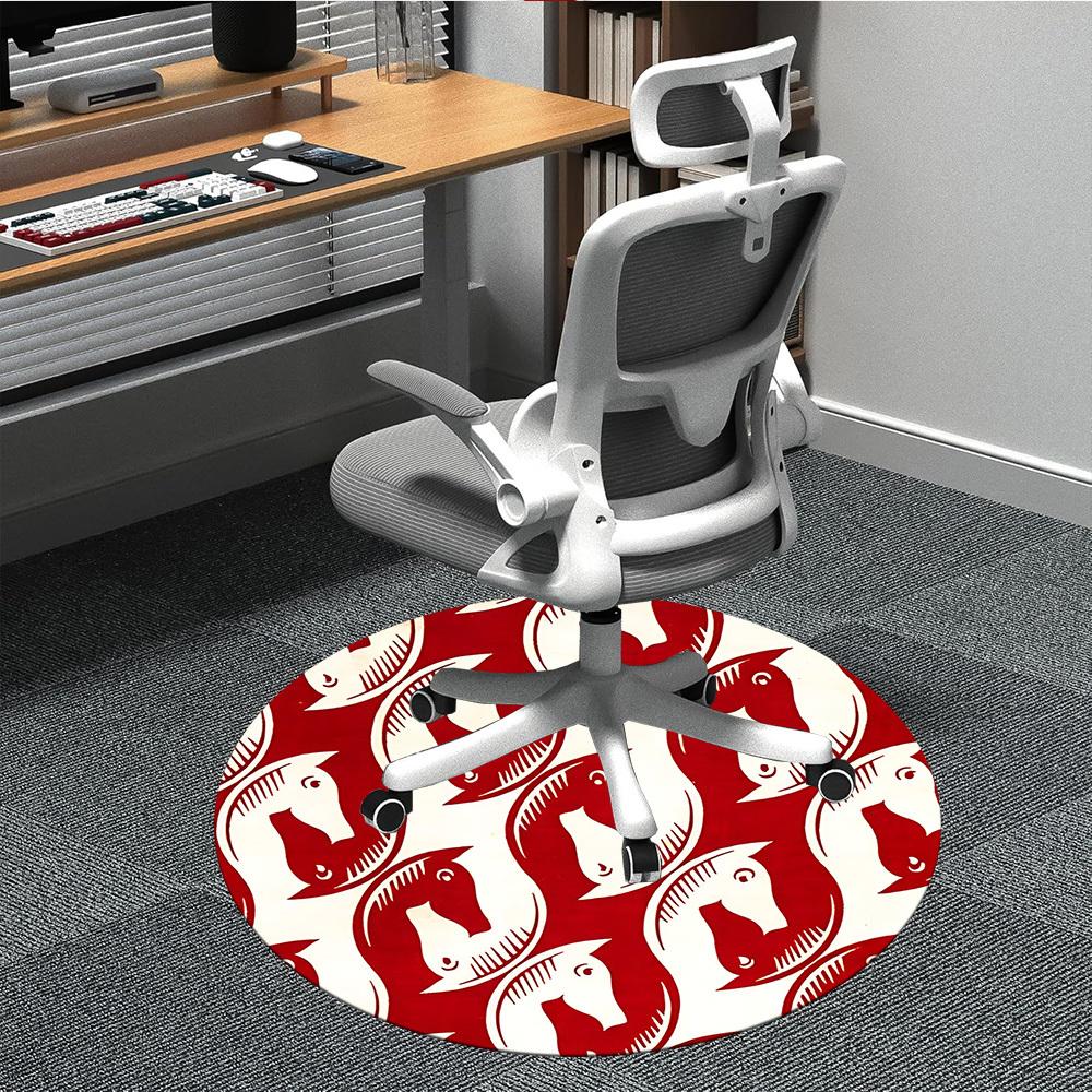 1pc Horse Pattern Office Round Area Rug, Mat Suitable For Office, Under Office Chairs Bedroom Living Room Home Decor, Room Deco