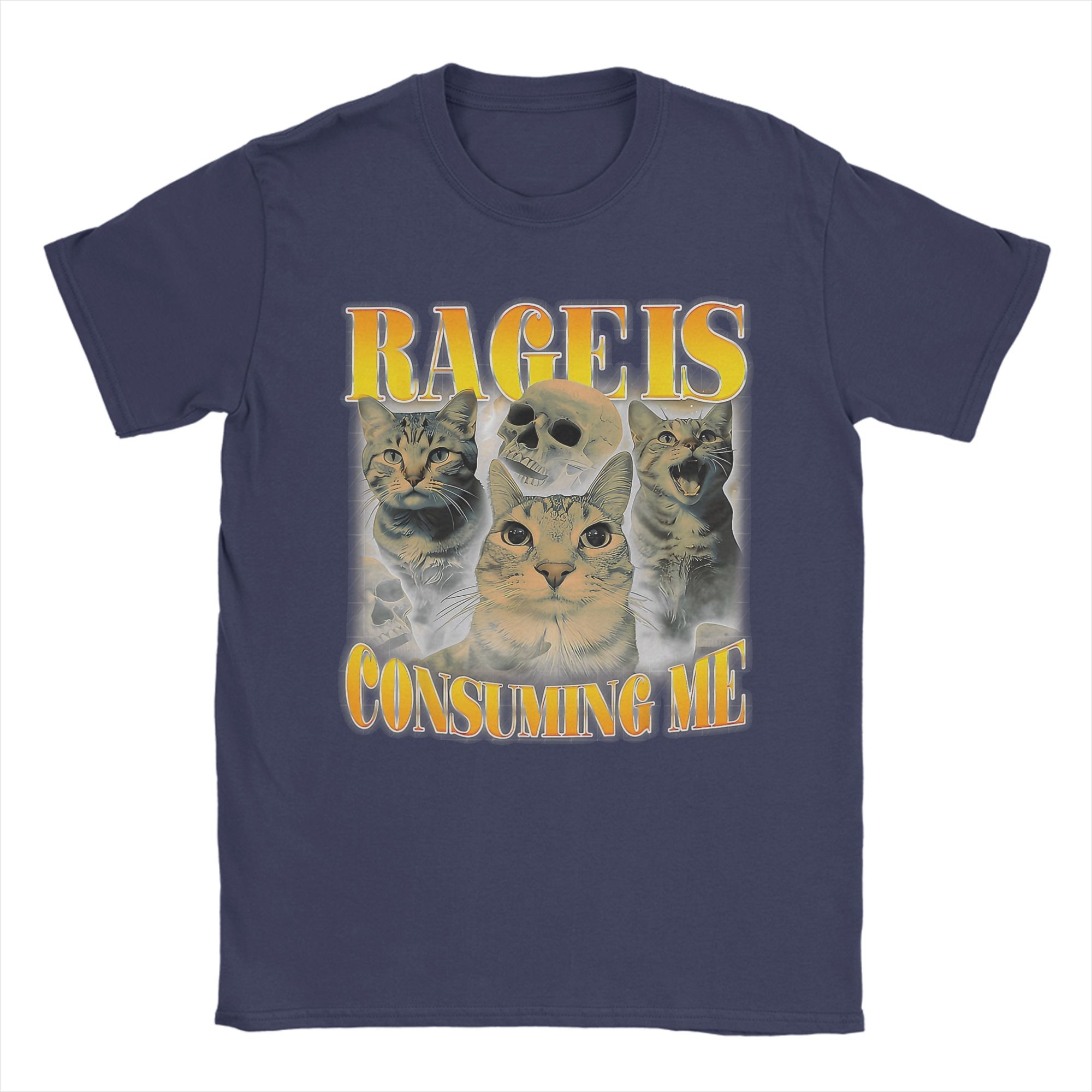 

Men s T-Shirts Rage Is Consuming Me Cat Meme Humor Pure Cotton Tees Short Sleeve T Shirts Round Collar Clothes Printed 4XL