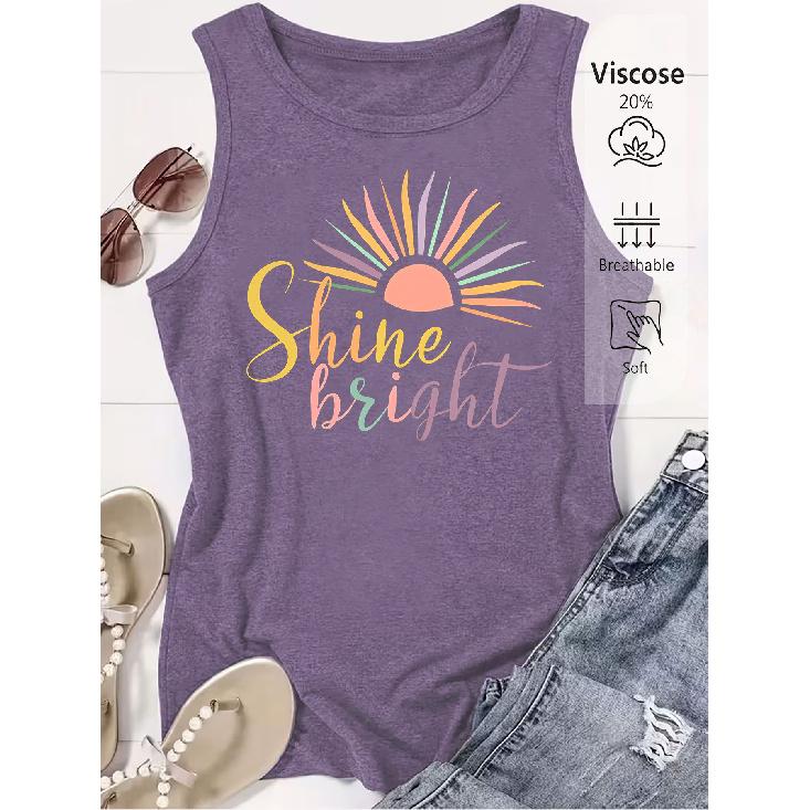 Elegant Vest for Women Shine Bright Sun Print Casual Loose Summer Vest Fashionable and Elegant Tops for Commuting, Vacation, and Everyday Wear,
