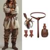Medieval Cosplay Set PU Leather Belt Potion Bottle Waist Bag Halloween Renaissance Accessories for Women and Man