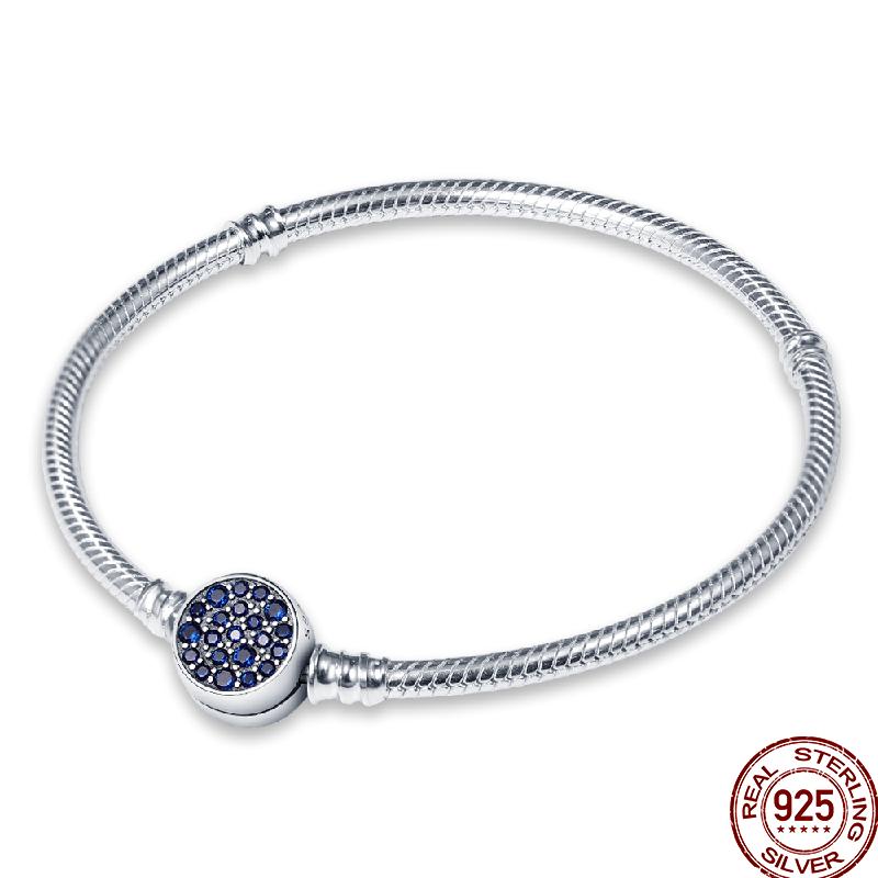 925 Silver 17-20CM Heart Pave Zirconia Original Bracelets Infinity Bracelet Fit DIY Charms Bead Birthday Jewelry Gifts Hot Sale