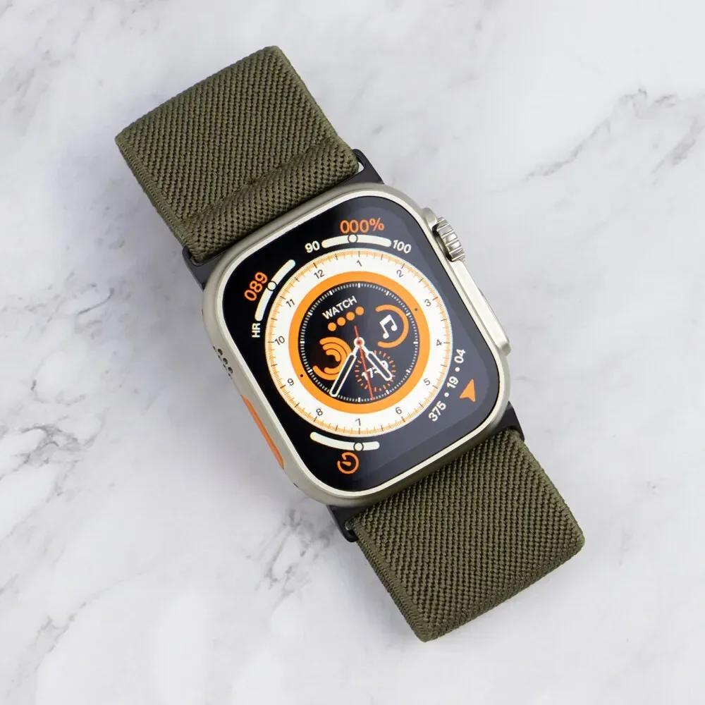 Nylon Elastic Strap For Apple watch Ultra 2 49mm Wide Braided Loop Adjustable Band for iWatch 9 8 7 6 5 4 SE 45mm 41mm 44mm 40mm
