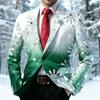 Herren Weihnachtsdruck Anzugjacke Langarm Business Casual für Herbst Winter Krawatte Nicht Enthalten