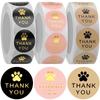 Party Round Shape Kraft Self Adhesive Label Stickers Paw Print Stickers Roll