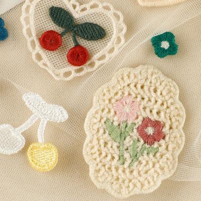 Fashion Sew-on Embroidery Patch Cherry Flower Clothing Badge Accessories Clothing Patches Embroidered Fabric Patch