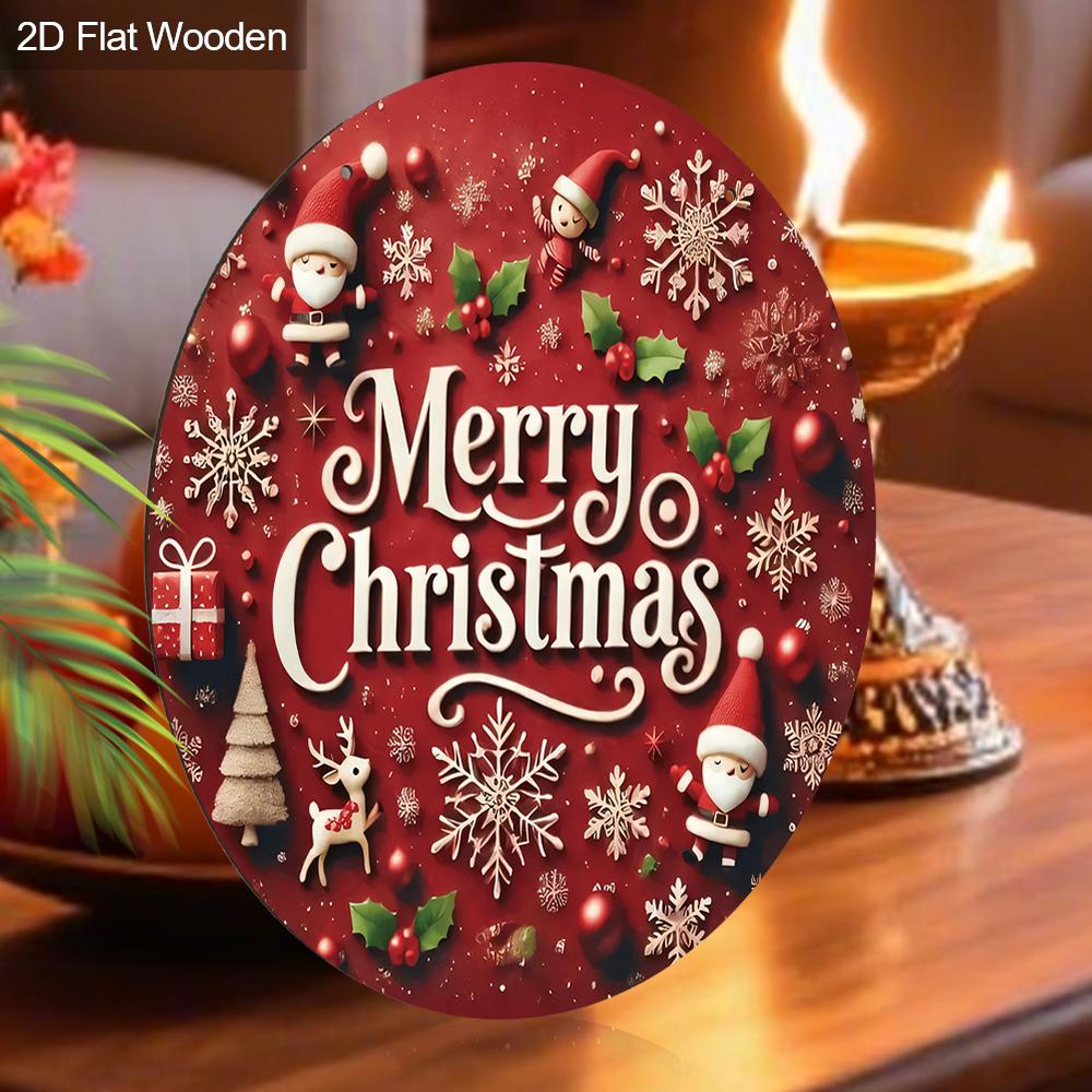 Semn din lemn Merry Christmas - Semn Navidad pentru ușă din față, curte, balcon, decor interior - Cadouri ideale de Crăciun