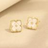 French Temperament, Elegant Fritillary Four-leaf Flower Stud Earrings, Simple and Small, Gentle Temperament, Silver Needle Earrings, Design Earrings,