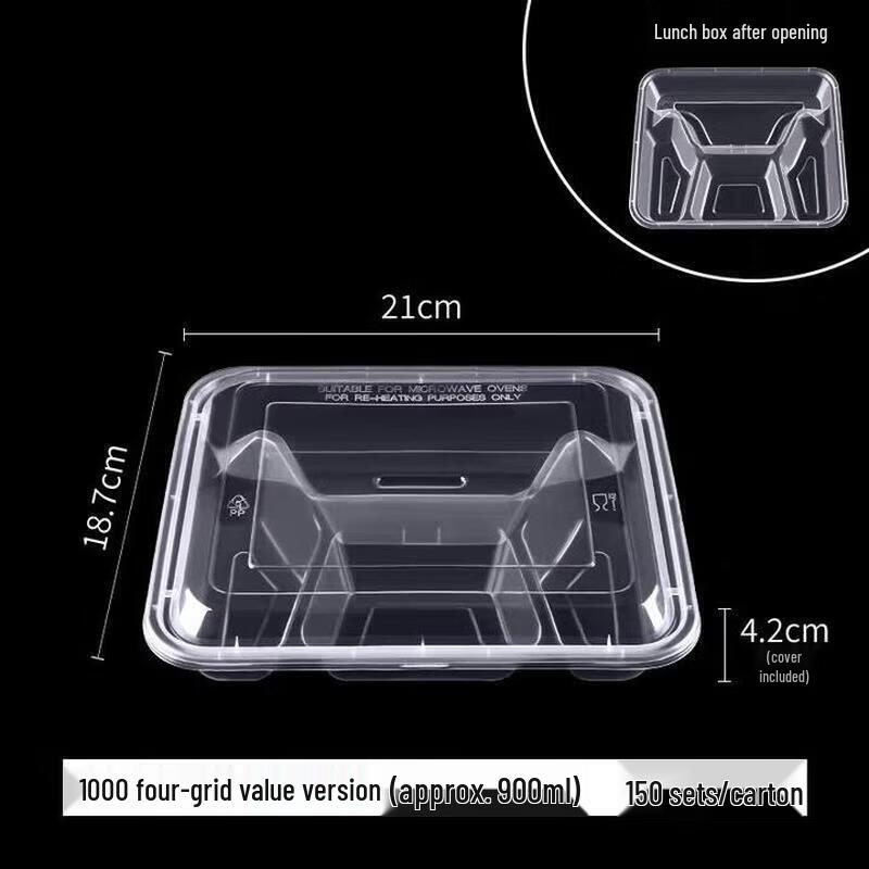 ZLIII Disposable 4-Compartment Meal Containers with Lids