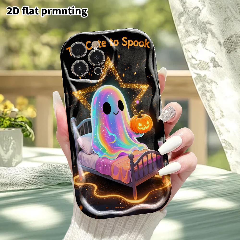 Phone Case: 2D Flat, Suitable for iPhone 18 17 16 15 14 13 12Pro Protective Case, Phone Decoration, Laser Ghost, Perfect Christmas and Halloween Holid