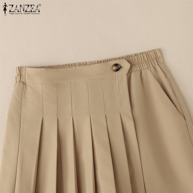 ZANZEA Dámské letní elastické v pase volné ležérní krátké kalhoty