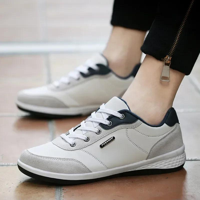 Men's Sports Casual Shoes  Spring Comfortable and Breathable Travel White Shoes Running Lace-up Men's Tennis Shoes No. 46
