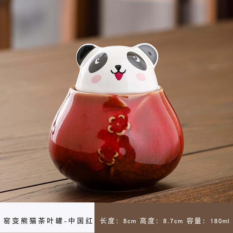 Tea Canister Panda Ceramic Storage Tank Creative Cute Tea Table Ornaments Living Room Coffee Table Decoration