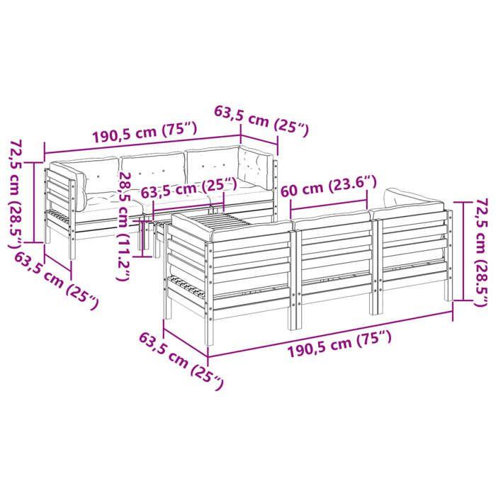 VidaXL Salon de jardin 7 pcs et coussins bois massif sapin de douglas 3299306