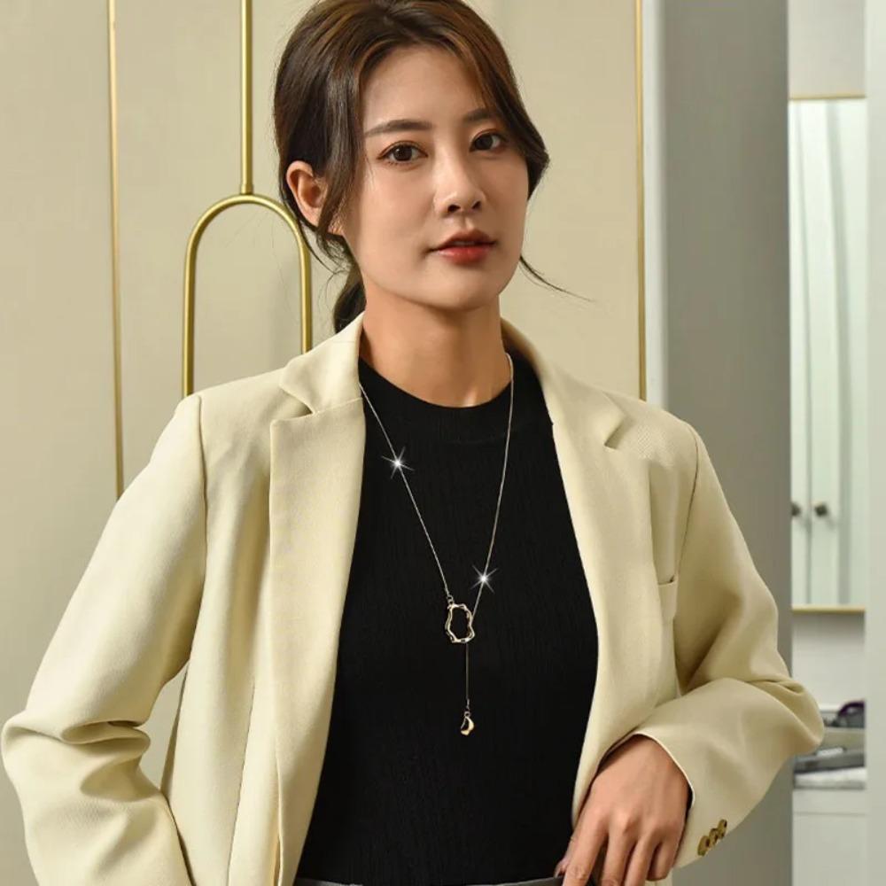 Stainless Steel Irregular Geometric Long Necklace for Women Charm Party Accessories High-quality Fashion Pendant Gifts