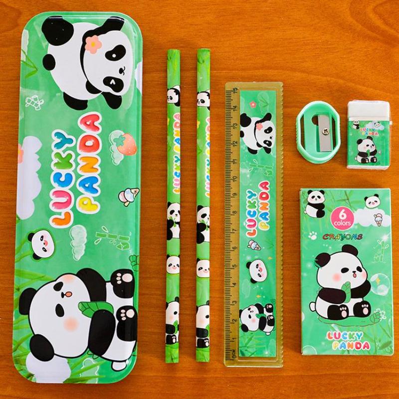 7Pcs/Set Cute Cartoon Capybara Pencil Ruler Crayon Eraser Stationery Sets Student Rewards Prizes Children'S Learning Supplies