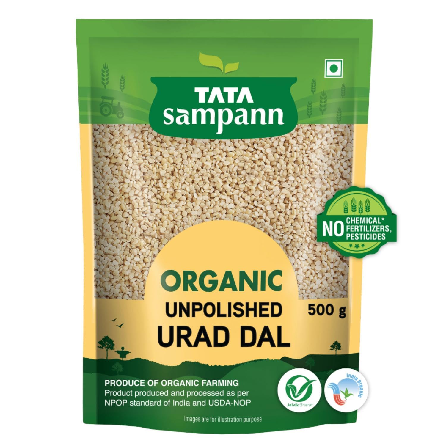 

Tata Sampann Organic Unpolished Urad Dal 500 g Pack High Protein Fiber Indian Pulse