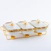 Creative Three Grid Golden Shelf Ceramic Soup Pot Kitchen Heating Baking Pan Golden Point Soup Pot Tableware