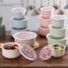 3Pcs Bento Box Wheat Straw Lunch Box Eco-Friendly Salad Bowl with Lid Can Be Microwave Food Storage Container Kitchen Tableware