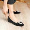 Flat Bottom High-end Rhinestone Square Buckle Satin Single Shoes Women's Summer 25 Spring New Gentle Wind Shoes