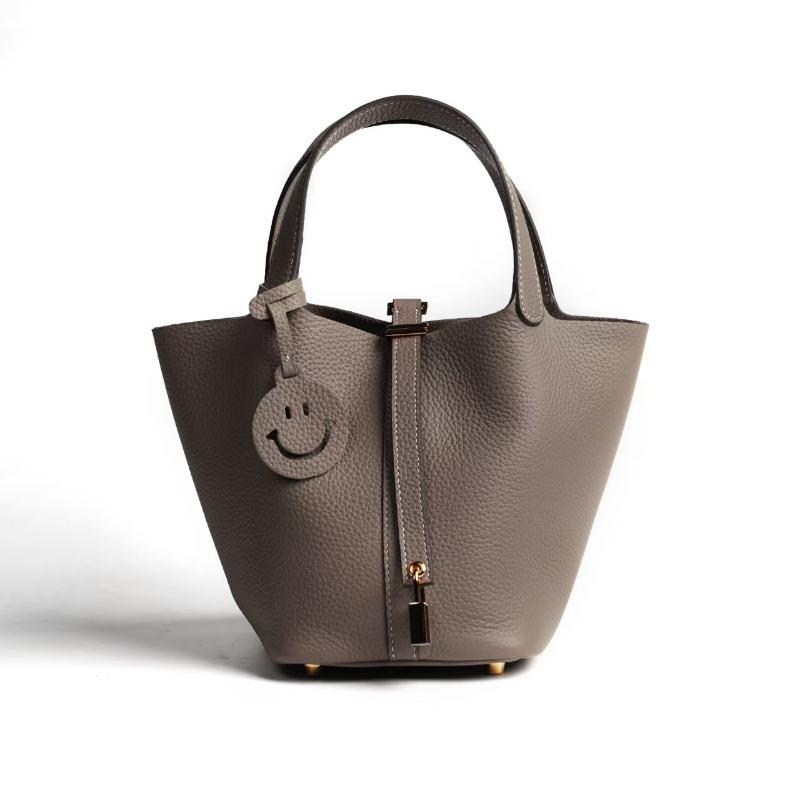 bag women's first layer cowhide vegetable basket bag versatile bucket bag genuine leather women's bag feeling handbag