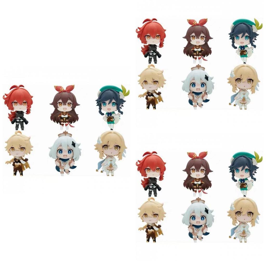 Set di 6 figure in PVC carine e divertenti di Genshin Impact, action figure anime per decorazione