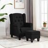VidaXL Armchair with Footrest Black Fabric