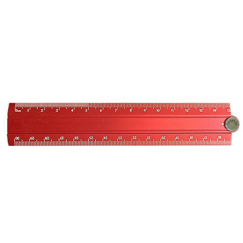 

Aluminum Folding Ruler 30cm Multi-functional Metal Measuring Tool Compact Drawing Carpentry DIY Ruler Easy Storage for Children красный