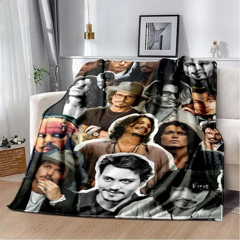 Johnny Depp Pattern Throw Blanket Light Weight Blanket for Living Room Bedroom Kidsroom Warm Blanket Christmas Gift
