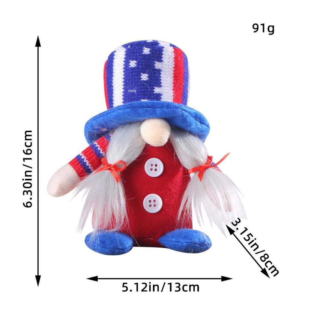 Patriotic Flag Dwarf Doll: Striped Faceless Ornament for Independence Day