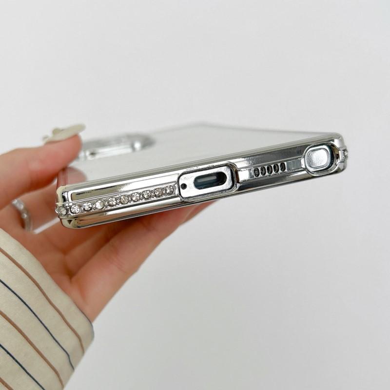 Luxury Plating Glitter Diamond Edge Clear Case For Samsung S24 S23 S22 Ultra Plus Camera Protection Transparent TPU Soft Cover