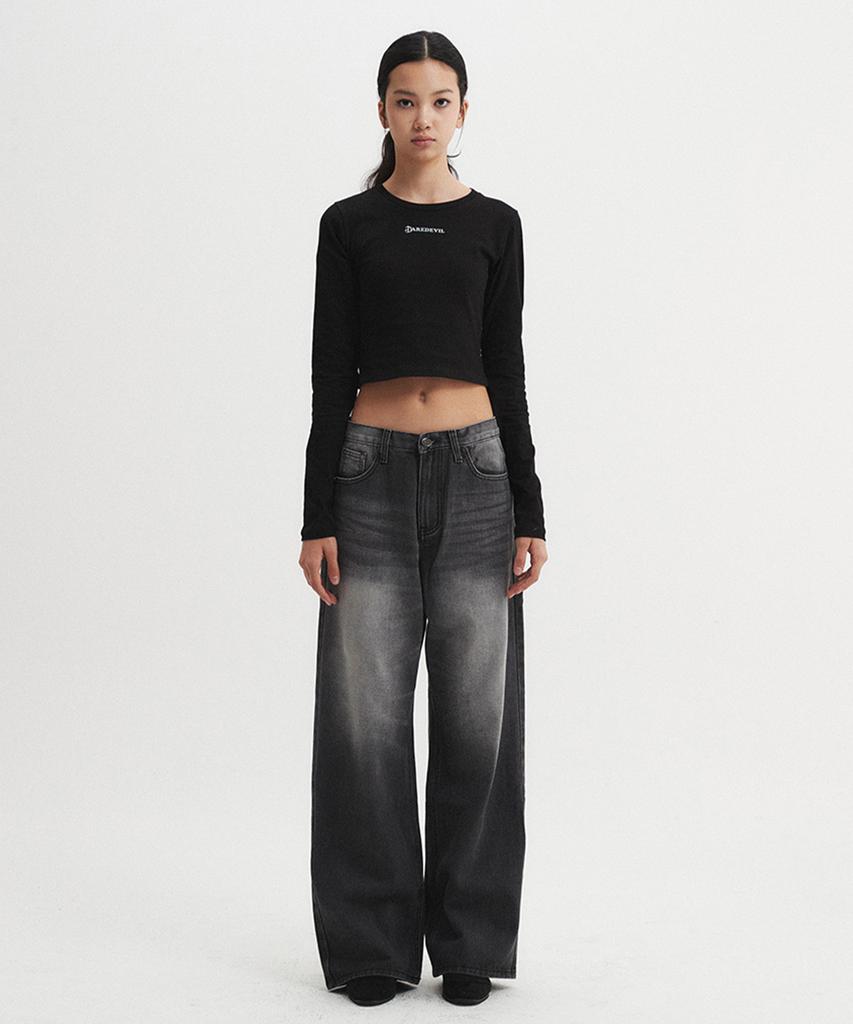 Diaeneseualumeon Daredevil Crop Long Sleeve Black