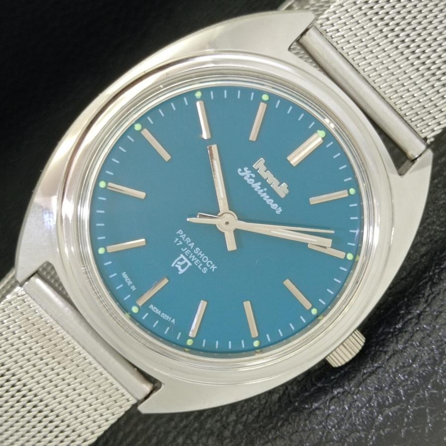 

HMT AUTHENTIC INDIAN MENS HAND-WINDING TURQOISE DIAL WRIST WATCH a426473-2 RL-a426473