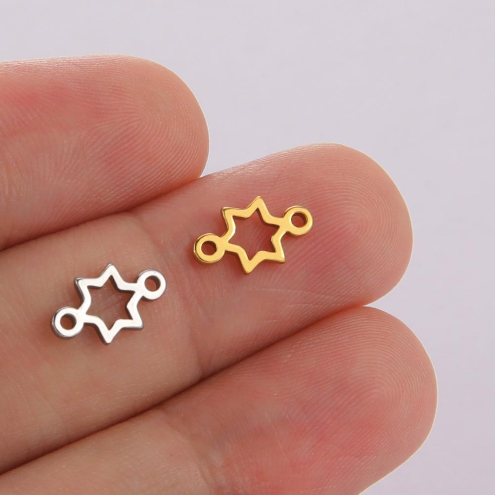 Teamer 5pcs Stainless Steel Charms for Jewelry Making DIY Accessories Sun Star Heart Moon Pendant for Bracelet Necklace Earrings