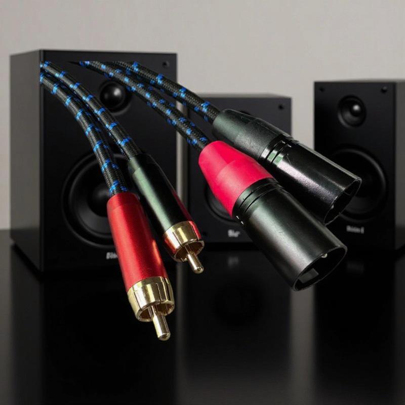 Gold-Plated Double Lotus RCA to Dual XLR Audio Cable Adapter