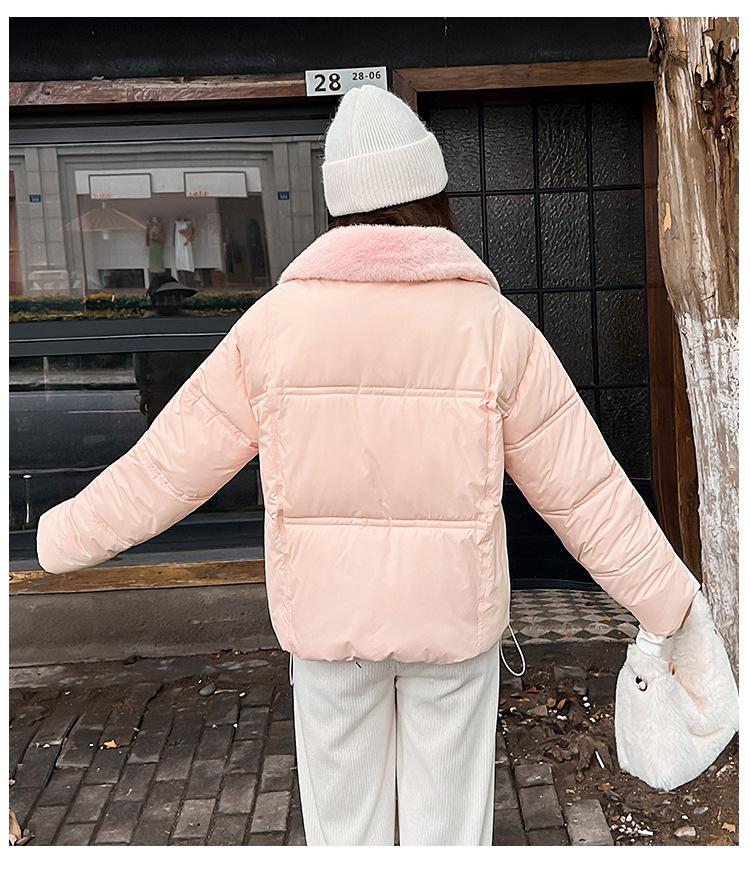 Large Fur Lapel Short Down Jacket Women's Cotton-padded Clothes Loose Thickened Jacket