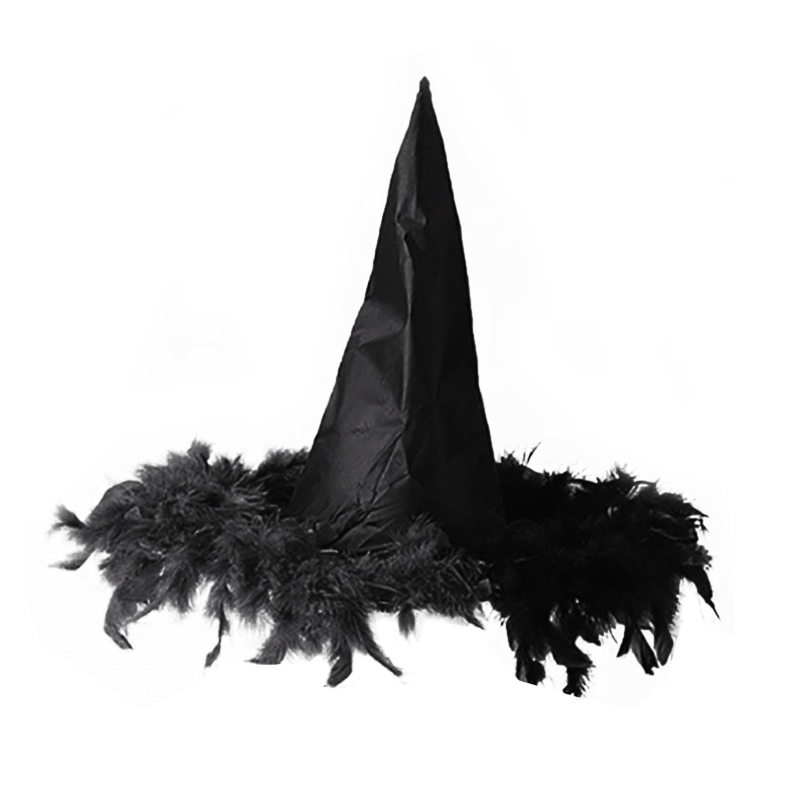 Witches Hats for Women Witches Hat with Feather Trim Costume Accessory Party Carnivals Cosplays 3 Color