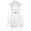 2024 Women's Halter Tie-up Two-Piece Bodycon Set: European and American Style Sexy Ruched V-neck Camisole Dress