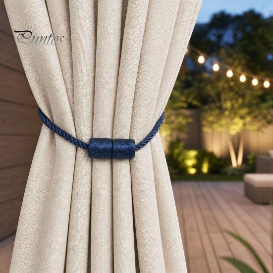Curtain Ties Magnetic Tiebacks, Modern Simple Rope Tie Backs, Heavy Duty Magnets Decorative Drapes Weave Holdbacks for Home Bedroom Office Wall Damage