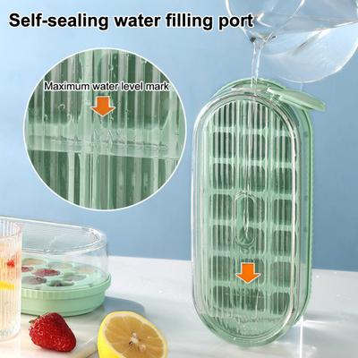 Press-to-Release Ice Cube Tray with Lid No-Touch Silicone Mold for Easy Release Food-Grade Leak-Proof Integrated Storage Box Home Bar Essential for