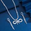 Retro Rhinestone Big Bow Necklace Earrings Set Exaggerated Temperament Simple Necklace