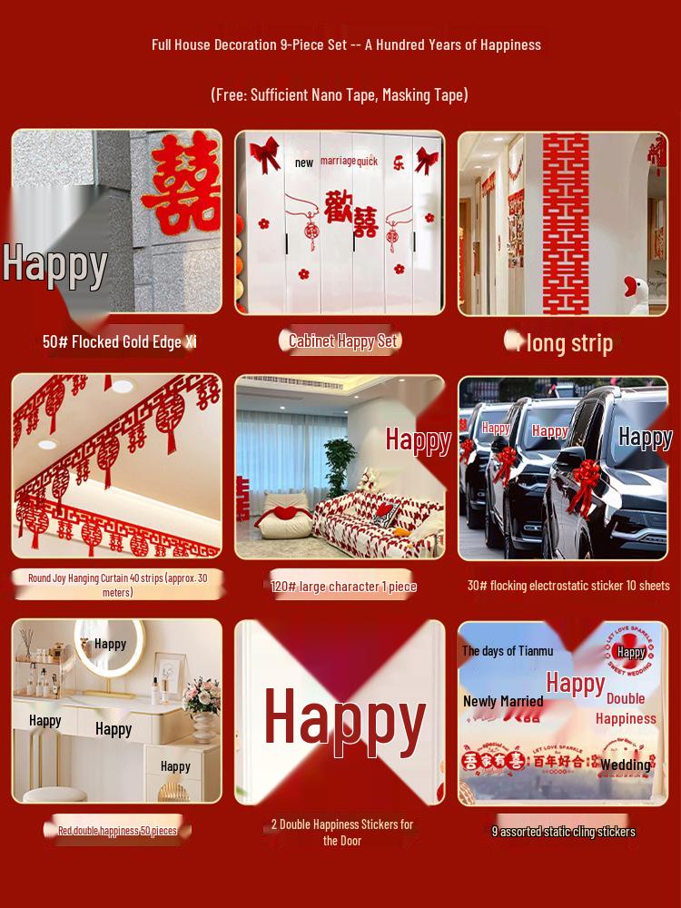 Complete Wedding Room Decoration Set: Bride & Groom's Bedroom Decor Essentials